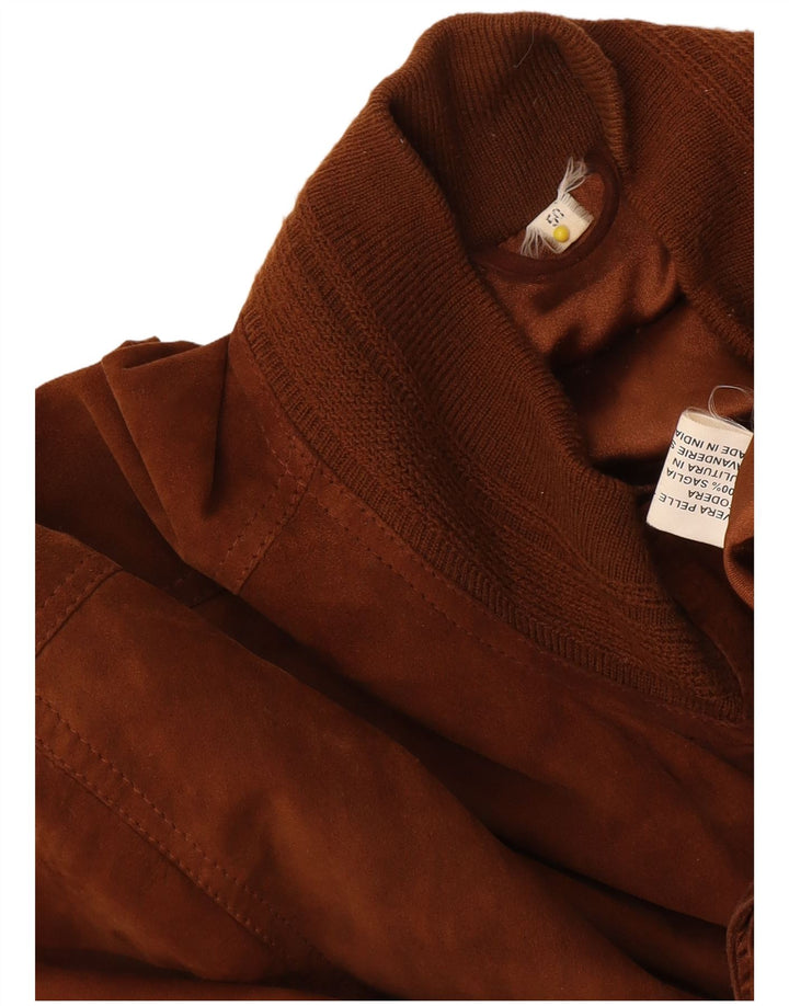 Vintage Ανδρικό Suede Bomber Jacket IT 50 Large Brown Δερμάτινο