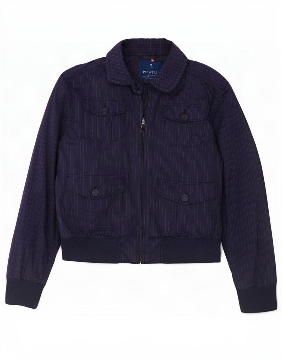 Playlife Γυναικείο Bomber Jacket UK 16 Large Navy Blue ριγέ πολυεστέρας