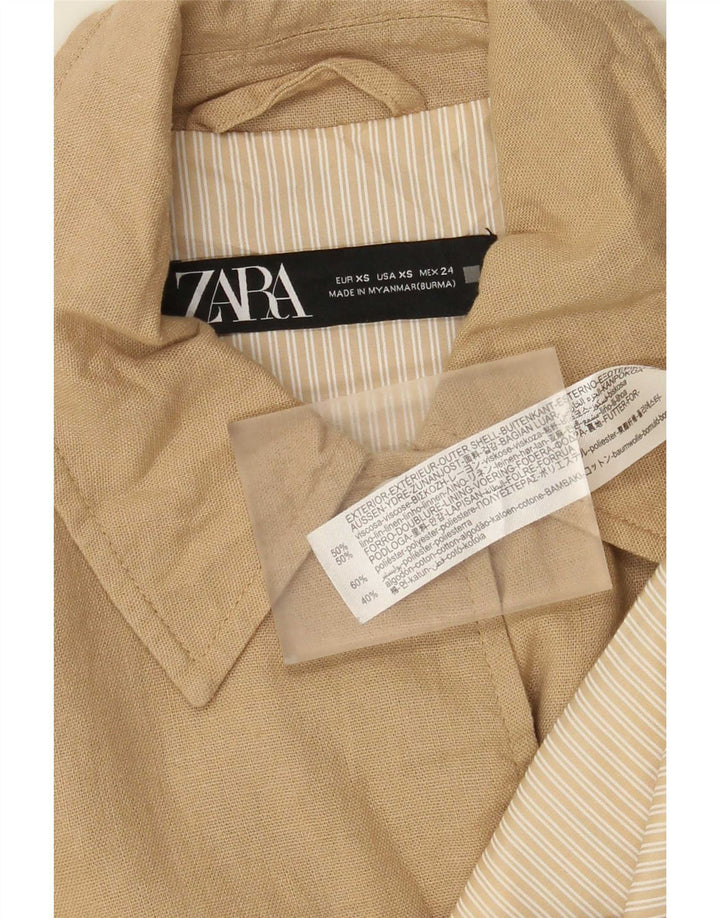 Zara Γυναικείο Oversized Bomber Jacket UK 6 XS Beige Viscose
