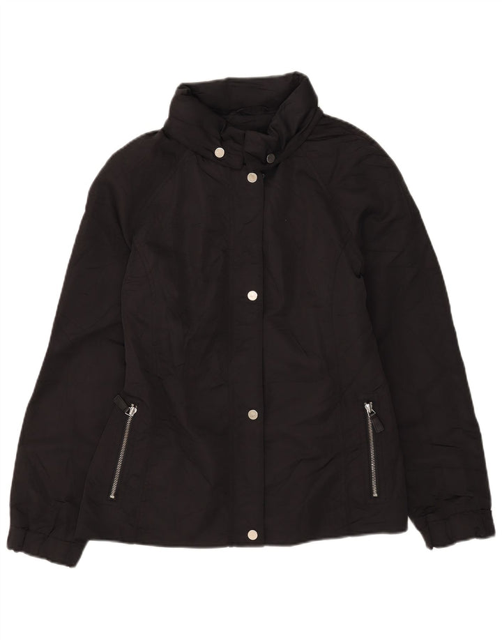 Massimo Dutti γυναικείο μπουφάν με κουκούλα αντιανεμικό UK 14 μεσαίο μαύρο πολυεστέρα