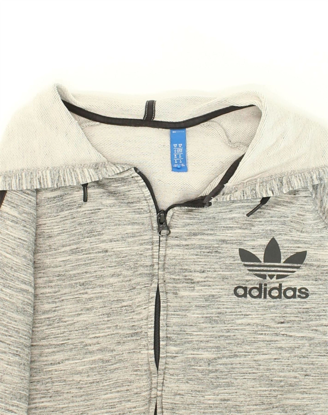 Ανδρικό πουλόβερ με κουκούλα με φερμουάρ ADIDAS μεσαίο βαμβακερό γκρι