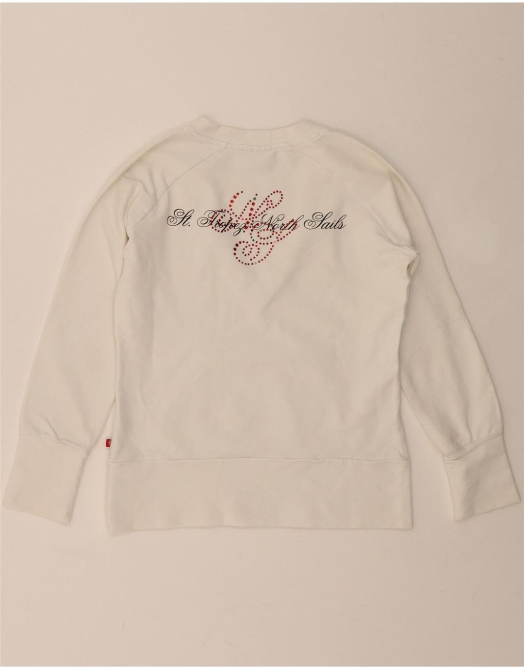 NORTH SAILS Womens Sweatshirt Jumper UK 12 Medium White Cotton Modern Vintage North Sails and Second-Hand North Sails from Messina Hembry 