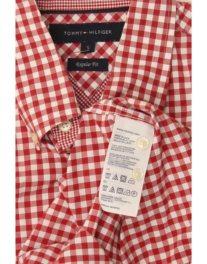 Tommy Hilfiger Ανδρικό πουκάμισο με κανονική εφαρμογή Μικρό κόκκινο βαμβακερό Gingham