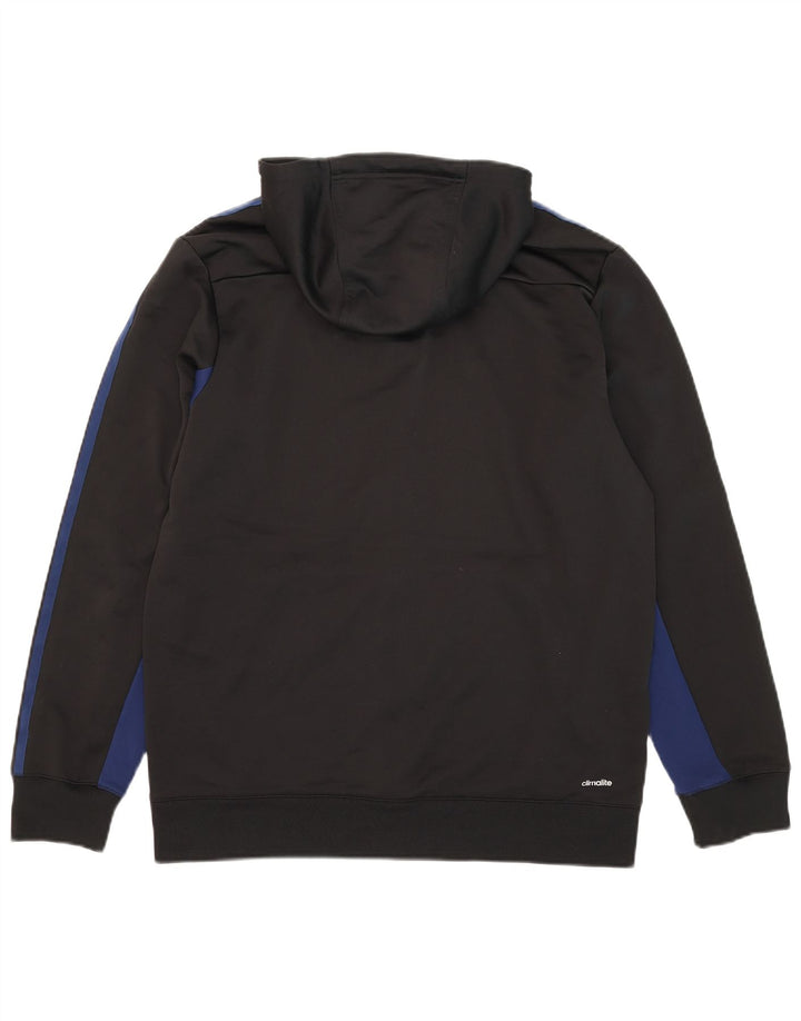 Ανδρικό πουλόβερ Adidas Climalite με φερμουάρ με κουκούλα μεσαίου μαύρου πολυεστέρα