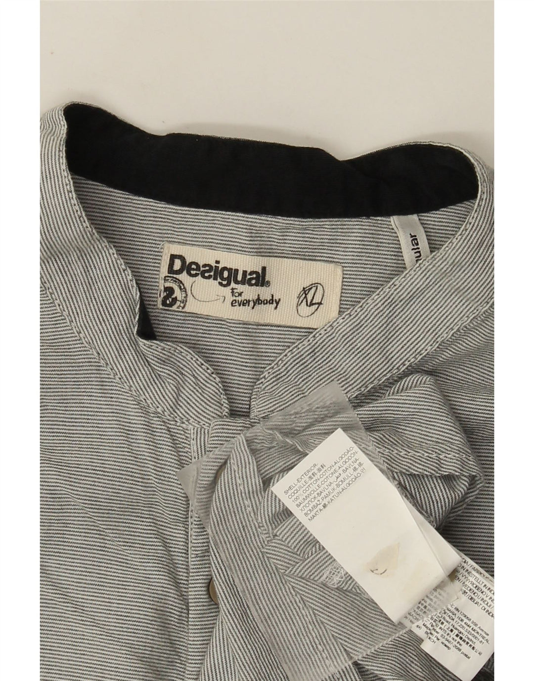 Ανδρικό πουλόβερ πουκάμισο Desigual Regular Fit XL Βαμβακερό με γκρι ρίγες