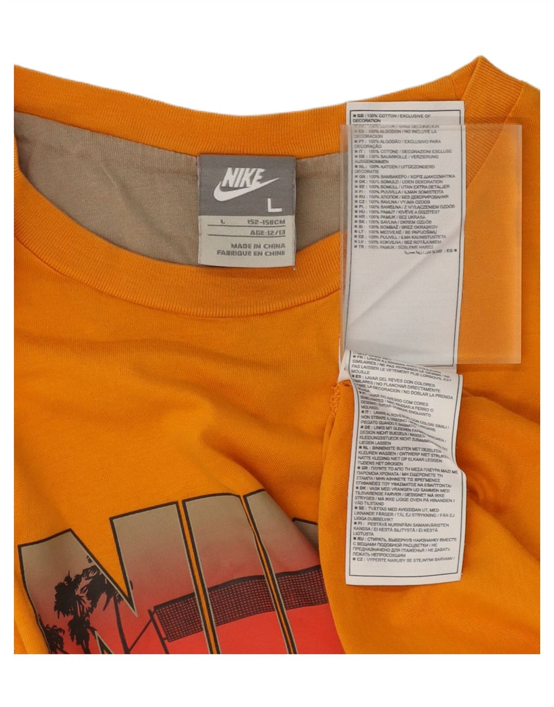 NIKE Boys Graphic Vest Top 12-13 Years Large  Orange Cotton Vintage Nike and Second-Hand Nike from Messina Hembry 