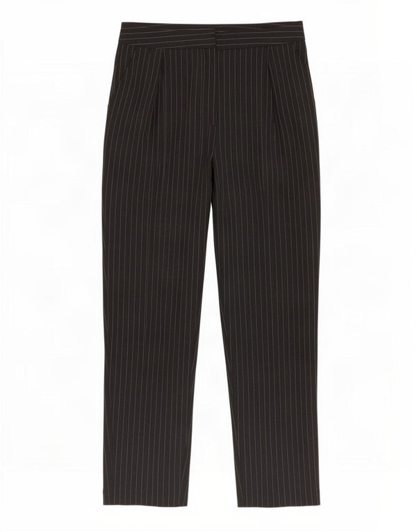 Topshop γυναικείο ψηλόμεσο παντελόνι UK 10 Small W28 L26 Black Pinstripe