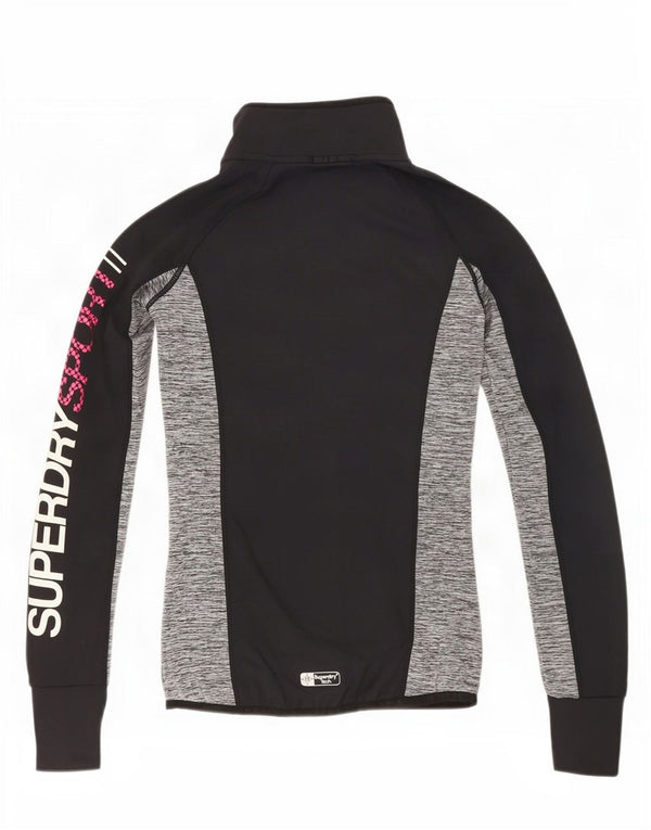 Superdry Γυναικεία αθλητική φόρμα γραφικών Top Jacket UK 6 XS Black Colourblock