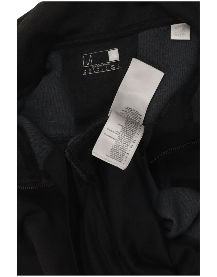 Ανδρικό πουλόβερ Adidas με φερμουάρ με κουκούλα μεσαίου μαύρου πολυεστέρα