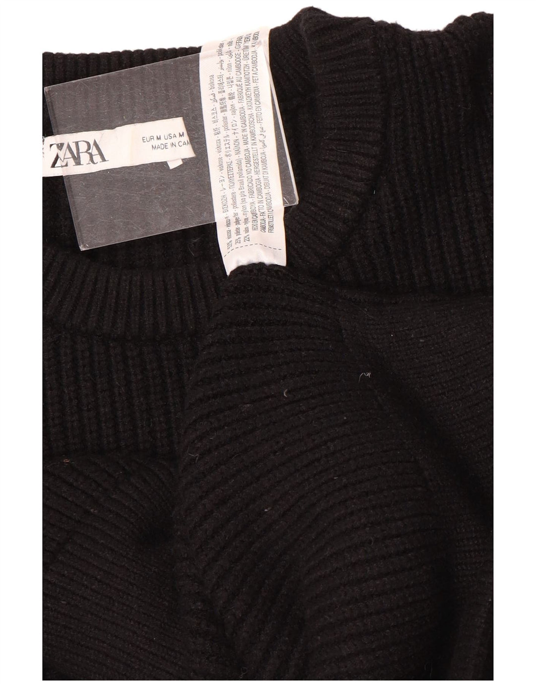 Zara Γυναικείο πουλόβερ με λαιμόκοψη UK 14 μεσαία μαύρη βισκόζη
