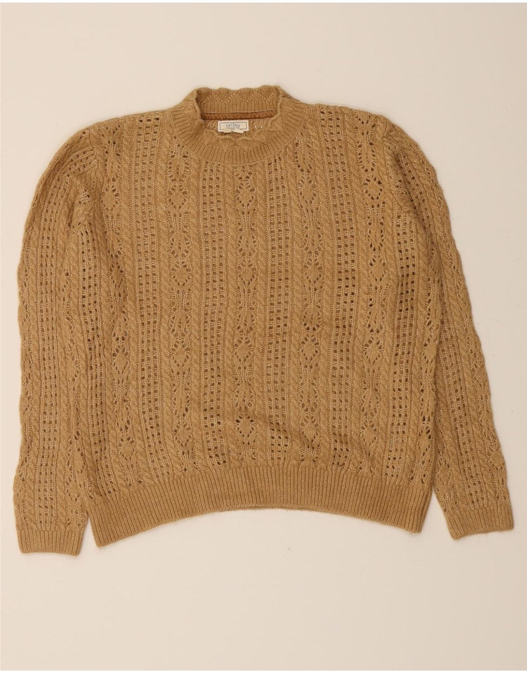 FAT FACE Womens Crop Turtle Neck Jumper Sweater UK 12 Medium Beige Vintage Fat Face and Second-Hand Fat Face from Messina Hembry 