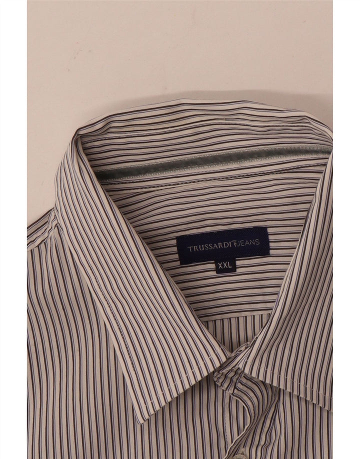 Ανδρικό πουκάμισο Trussardi Jeans 2XL Λευκό ριγέ