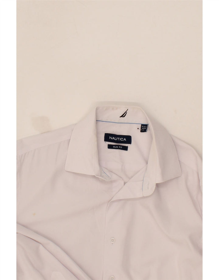 NAUTICA Mens Slim Fit Shirt Size 14 1/2 Small White Polyester Vintage Nautica and Second-Hand Nautica from Messina Hembry 