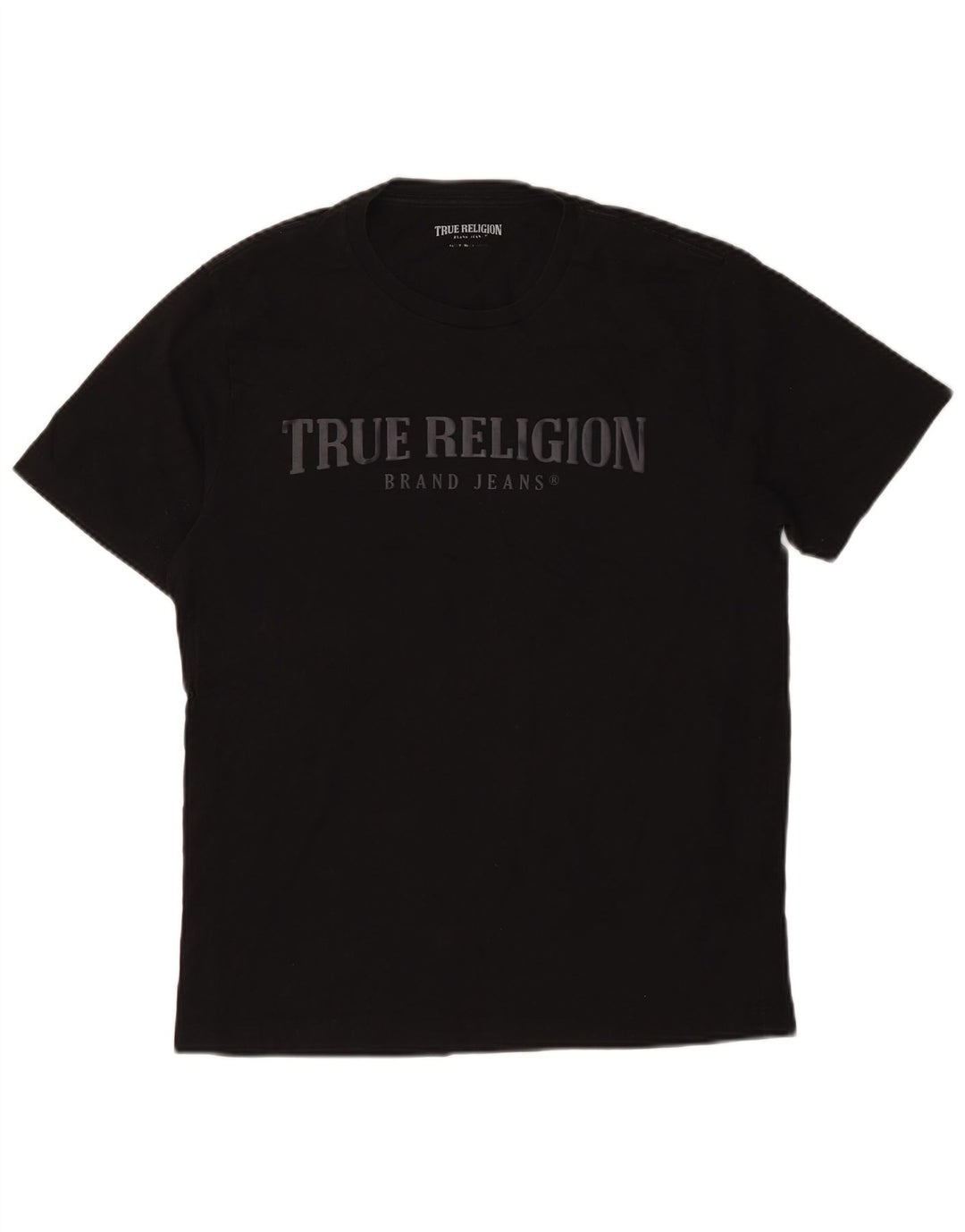Ανδρικό γραφικό T-shirt True Religion Top Μεσαίο μαύρο βαμβακερό