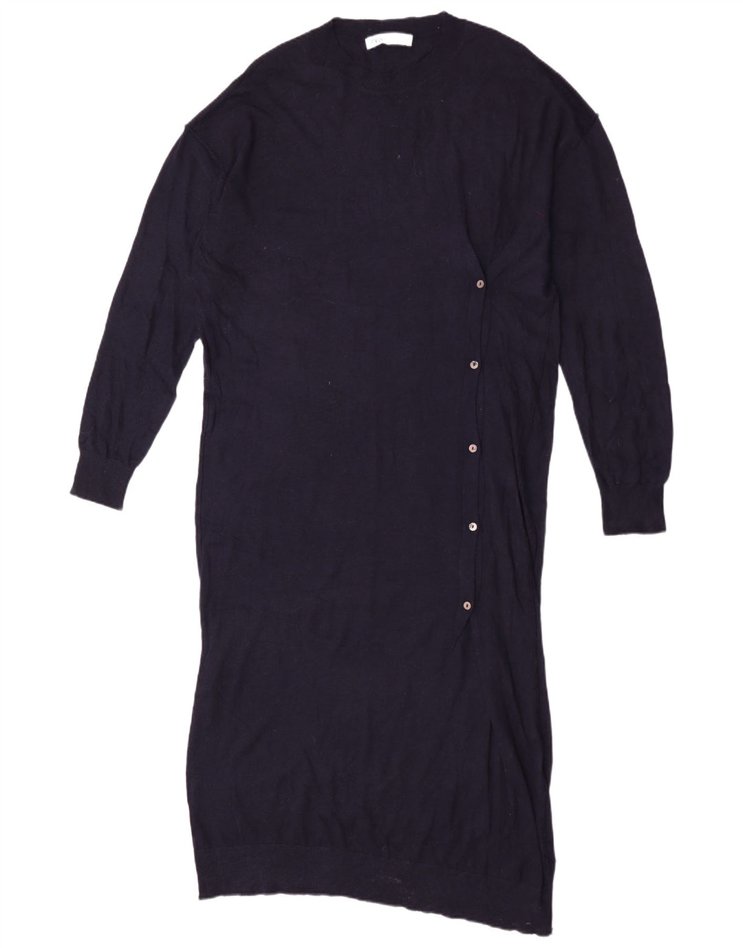Zara γυναικείο μάξι μακρυμάνικο φόρεμα UK 14 Medium Navy Blue Polyester