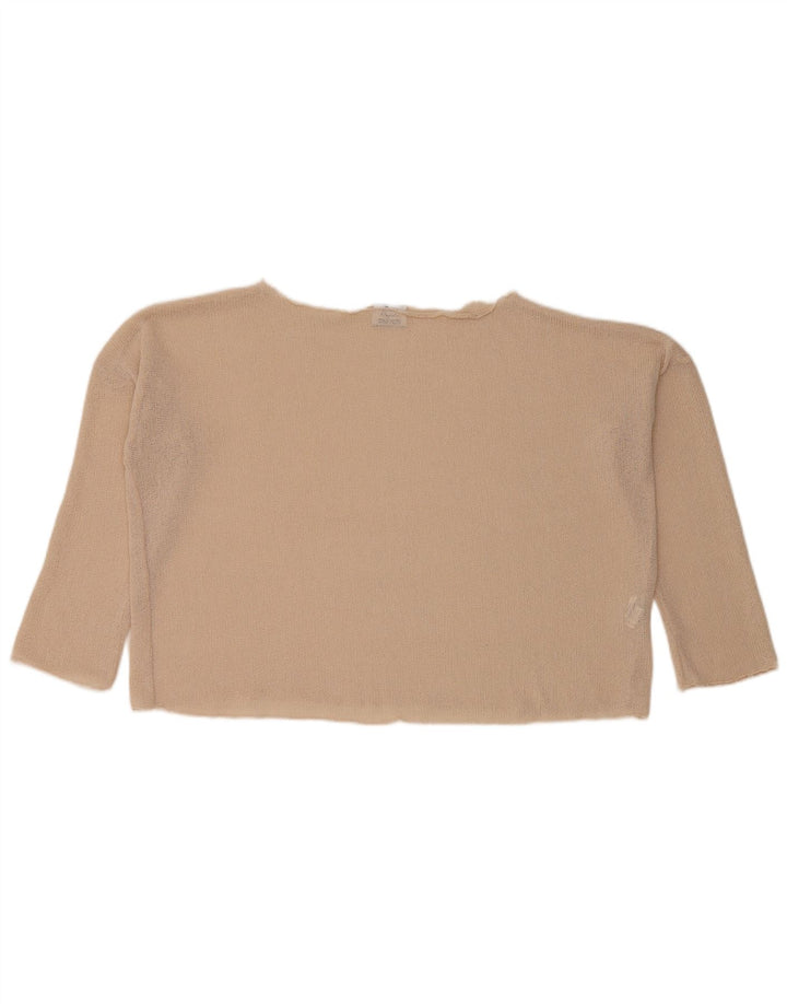 Zara Γυναικεία Crop Oversized μανίκια 3/4 UK 10 Small Beige Polyester