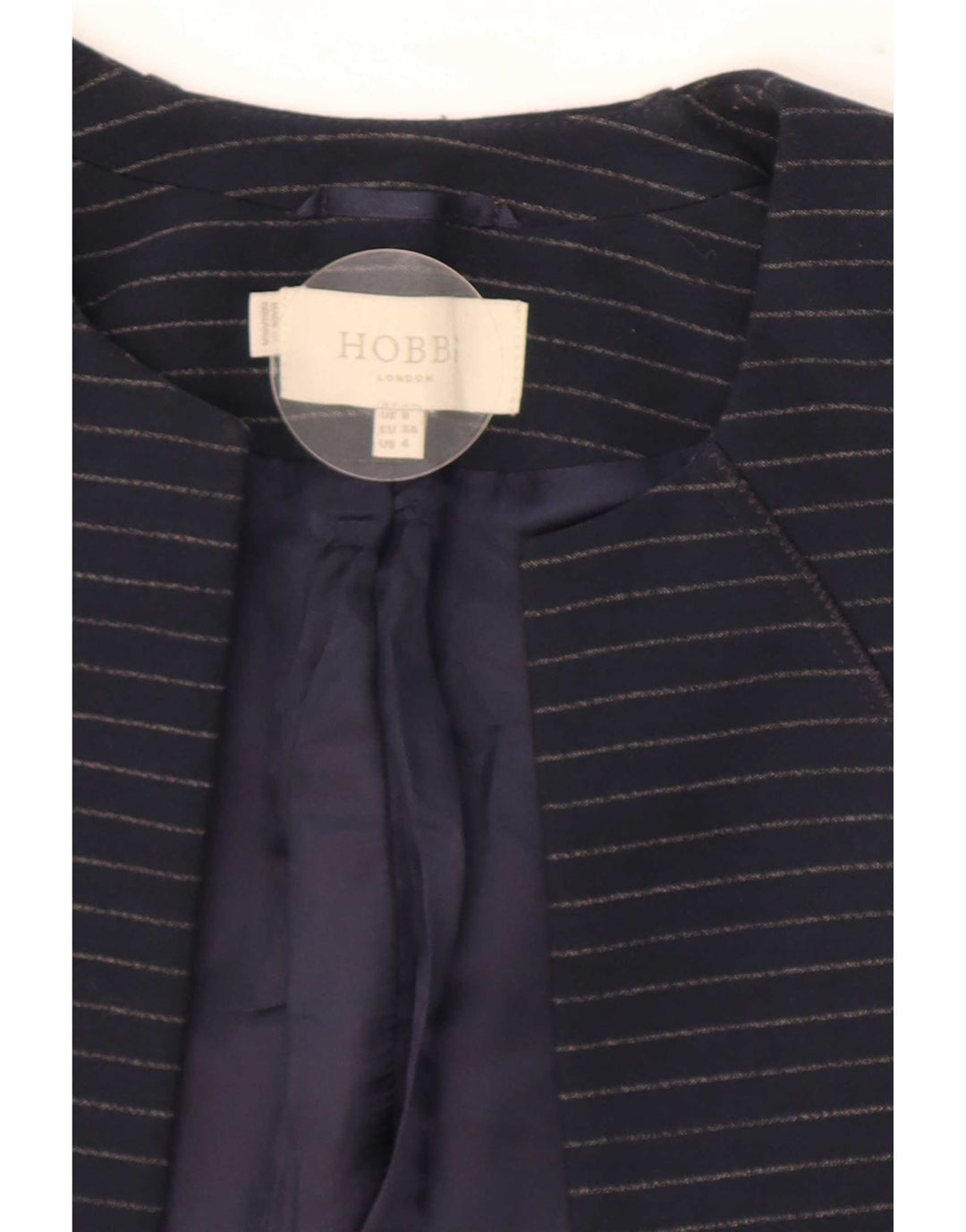 Hobbs Γυναικείο Open Blazer Jacket UK 8 Small Navy Blue Pinstripe Polyester