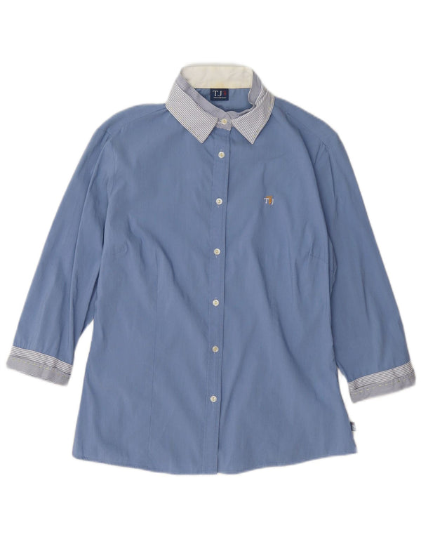 Trussardi Jeans γυναικείο πουκάμισο με 3/4 μανίκια UK 12 μεσαία μπλε ρίγα