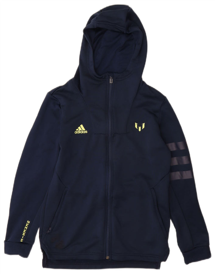 Adidas Boys MESSI Zip Hoodie πουλόβερ 11-12 ετών Navy Blue Polyester