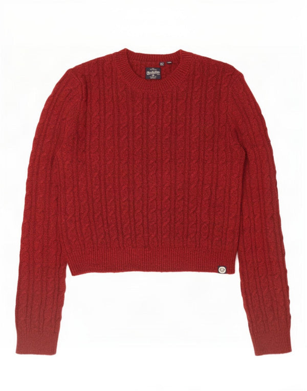 Superdry γυναικείο πουλόβερ με λαιμόκοψη Crop Crew UK 10 Small Burgundy