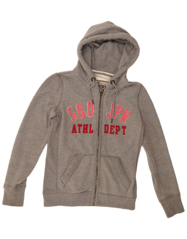 Superdry Γυναικείο πουλόβερ με κουκούλα με φερμουάρ UK 12 μεσαίο βαμβακερό γκρι