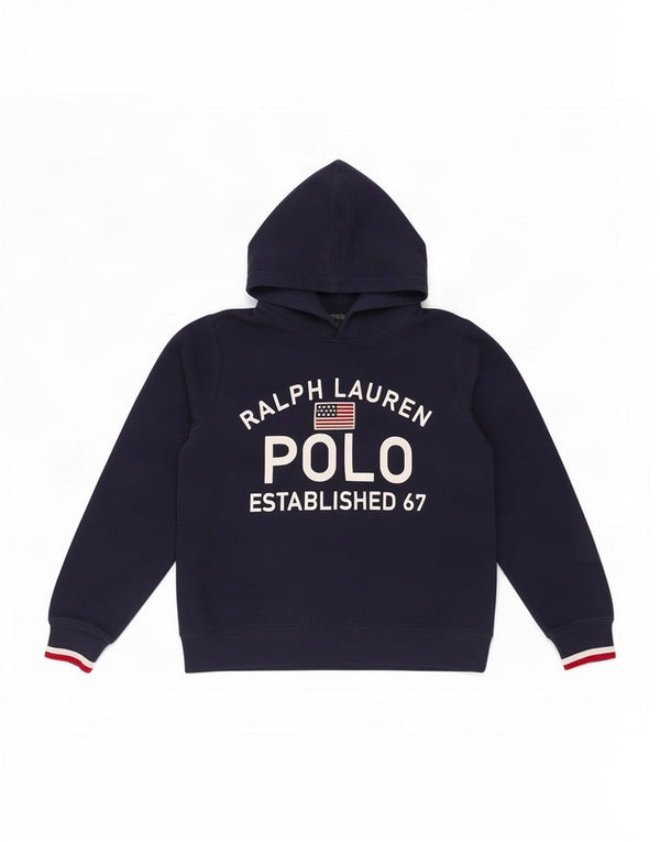 Polo Ralph Lauren Boys Graphic Hoodie Jumper 14-15 Years Large Navy Blue