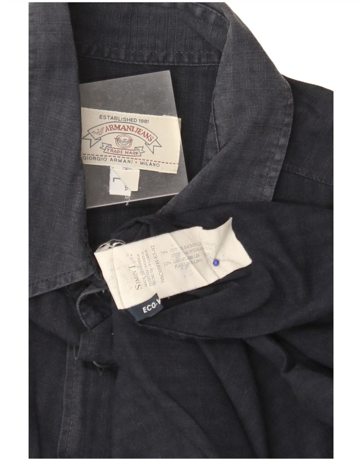 Ανδρικό πουκάμισο ARMANI JEANS Μεγάλο μπλε Navy Pinstripe Βαμβακερό