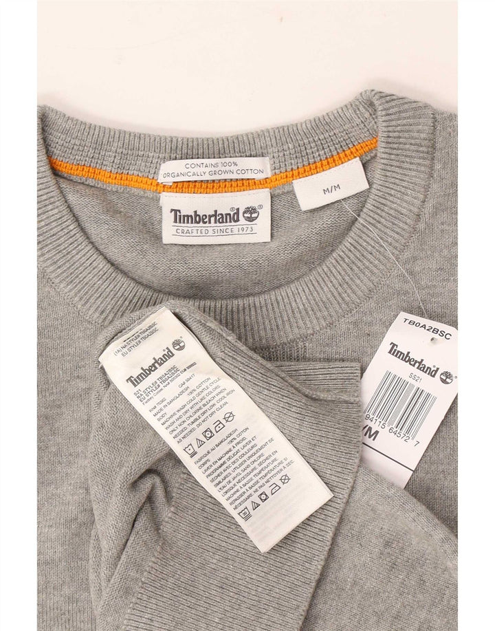 Ανδρικό πουλόβερ Timberland με λαιμόκοψη, βαμβακερό μεσαίο γκρι