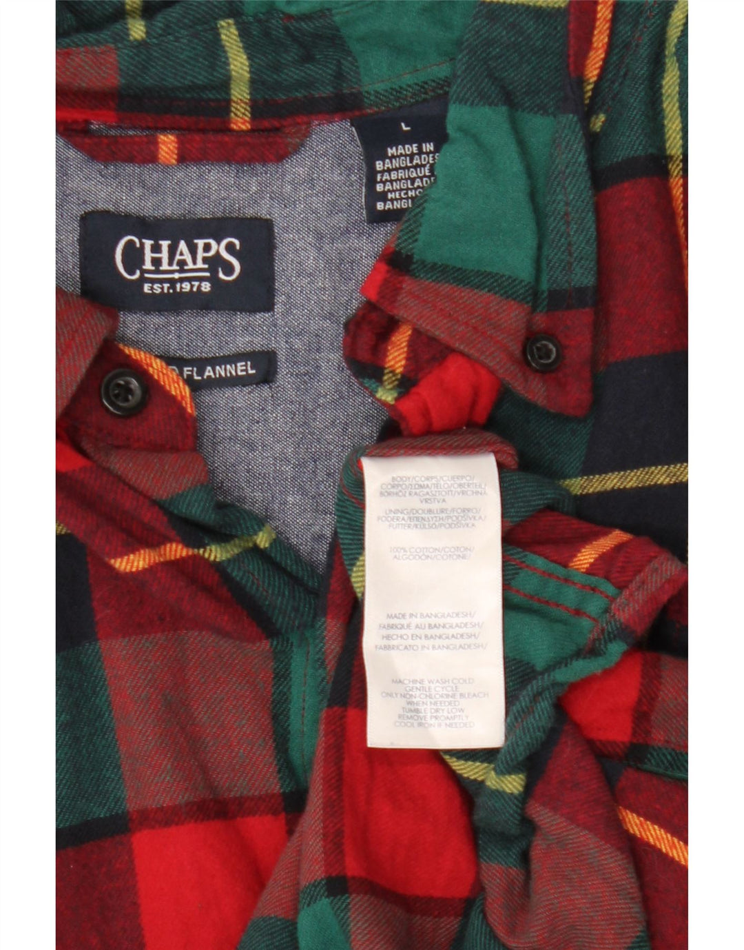 CHAPS Mens Flannel Shirt Large Multicoloured Check Cotton Vintage Chaps and Second-Hand Chaps from Messina Hembry 