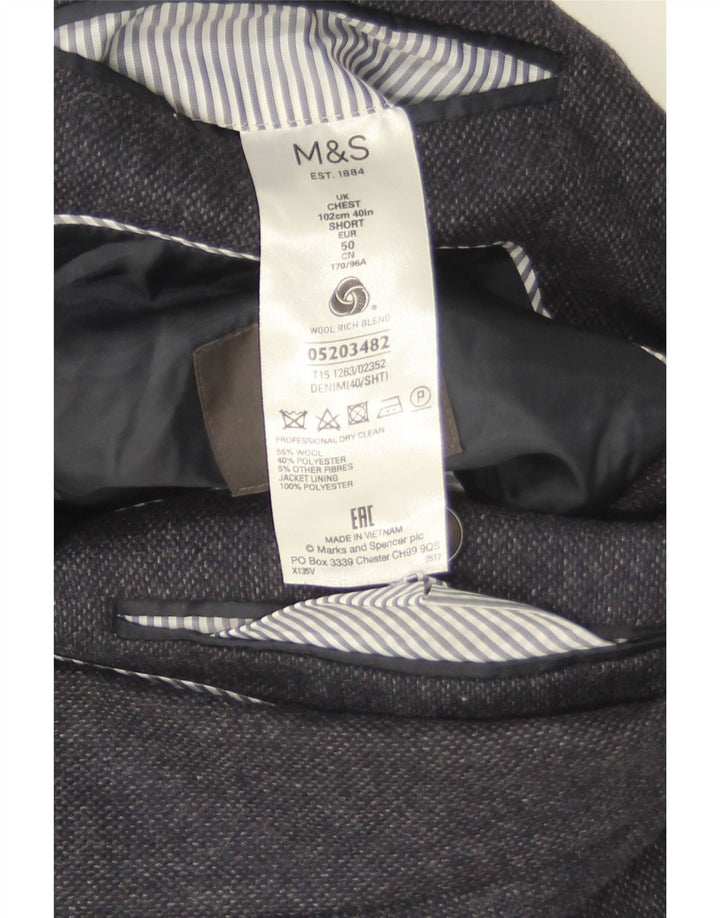 Marks & Spencer Ανδρικό μπλέιζερ με 2 κουμπιά μπουφάν UK 40 Medium Navy Blue Wool