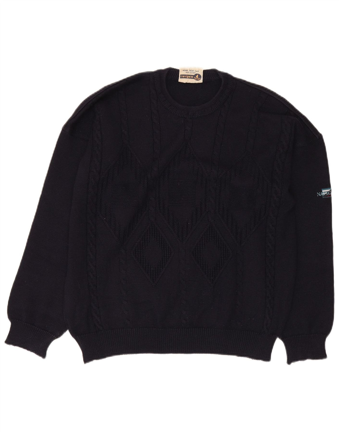 Ανδρικό πουλόβερ Navigare Crew Neck Jumper Large Navy Blue Argyle/Diamond