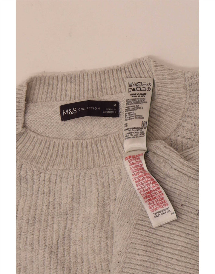 Marks & Spencer Γυναικείο πουλόβερ με λαιμόκοψη UK 14 μεσαίου γκρι ριγέ