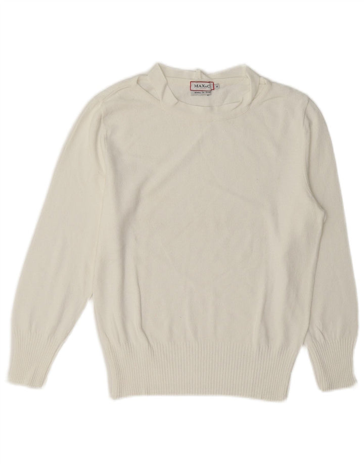 Max & Co. Γυναικείο πουλόβερ με λαιμόκαυμα UK 12 Medium White