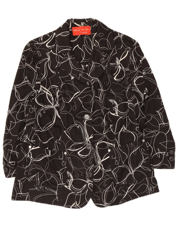 Perte από την Krizia Γυναικείο μπλέιζερ με 3 κουμπιά UK 12 Medium Black Floral