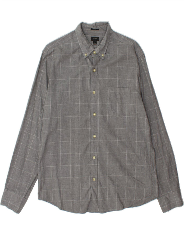 J. CREW Mens Slim Shirt Large Grey Check Vintage J. Crew and Second-Hand J. Crew from Messina Hembry 