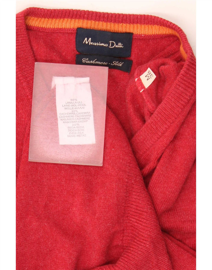 Ανδρικό πουλόβερ Massimo Dutti με V λαιμόκοψη, μεσαίο κόκκινο μαλλί