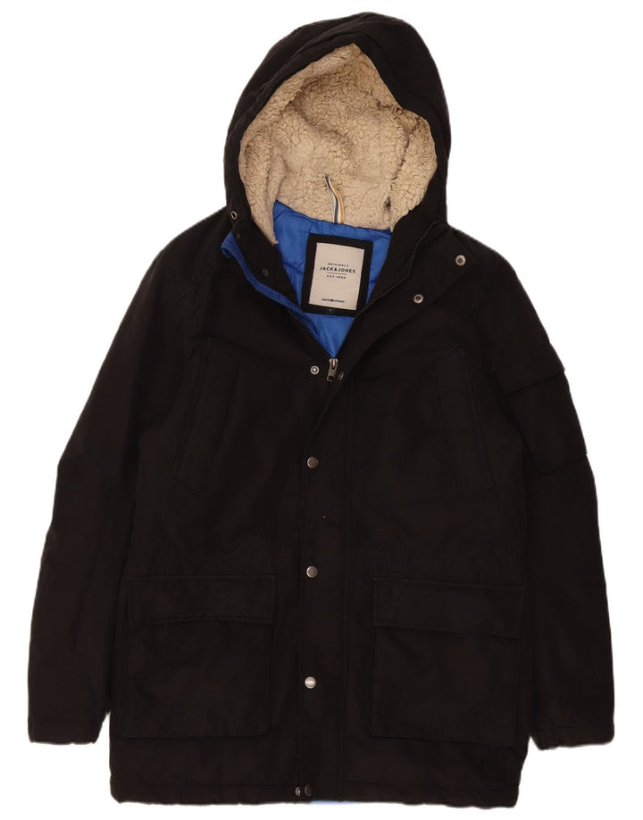 Jack & Jones Ανδρικό μπουφάν με κουκούλα UK 36 Small Black Polyester