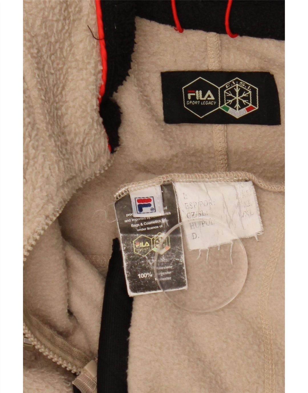 Fila Ανδρικό Fleece Jacket UK 40 Large Beige Colourblock Polyester