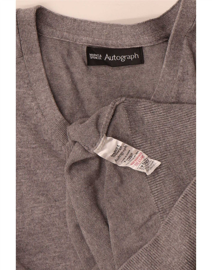 Ανδρικό πουλόβερ Marks & Spencer Autograph V-Neck Jumper XL Γκρι βαμβακερό