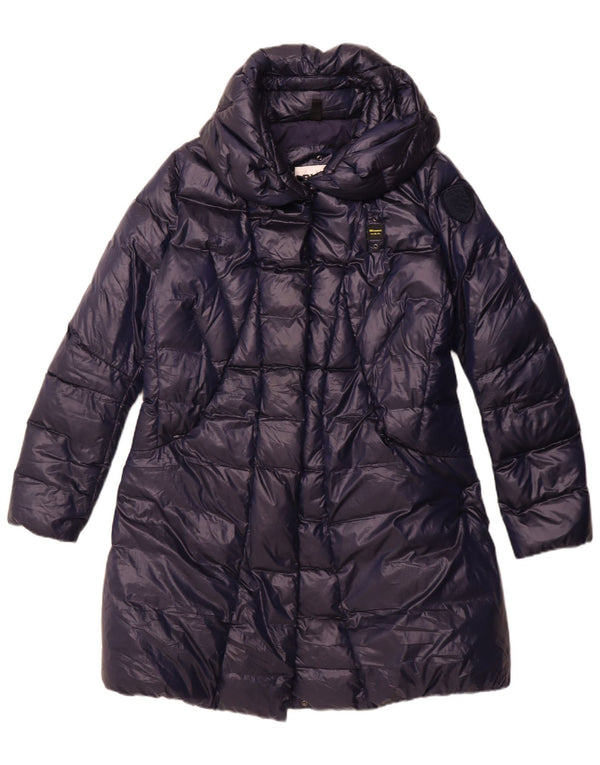 Blauer Γυναικείο παλτό με κουκούλα UK 18 XL Navy Blue Polyester