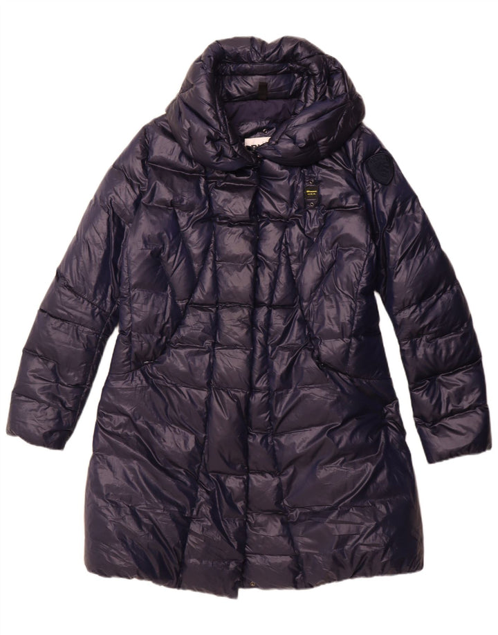 Blauer Γυναικείο παλτό με κουκούλα UK 18 XL Navy Blue Polyester