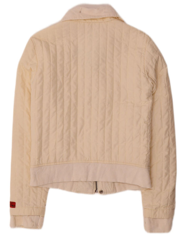 Diesel Womens Padded Jacket UK 12 Medium Off White Polyester