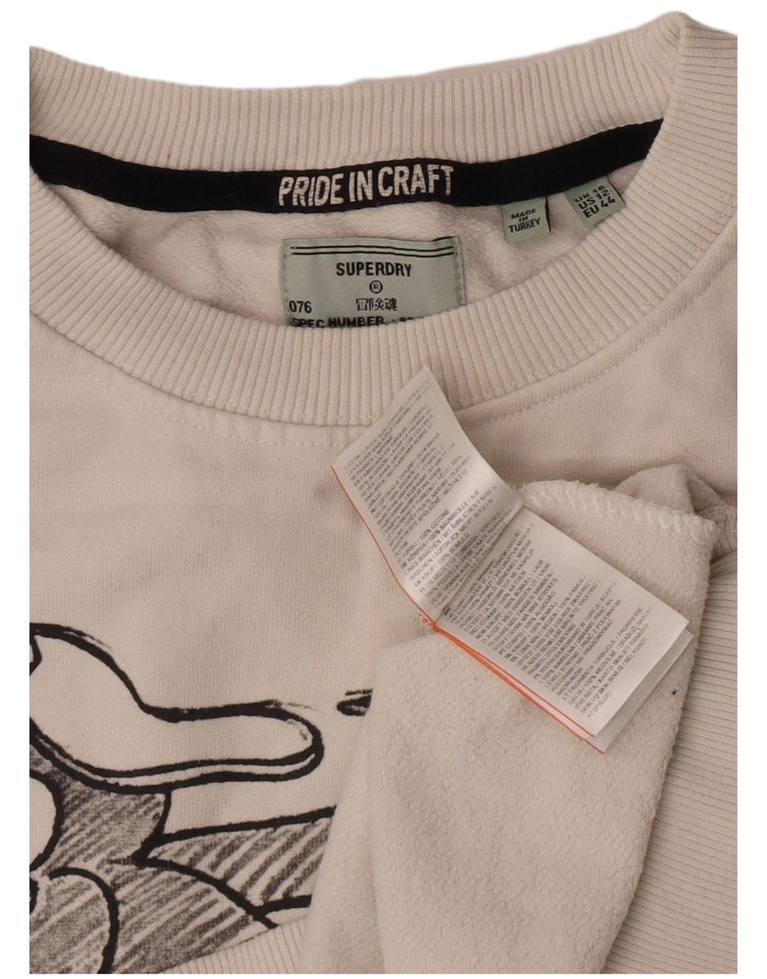 Superdry Γυναικεία Φούτερ με γραφικά υπερμεγέθη Jumper UK 16 Large White