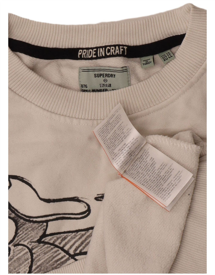 Superdry Γυναικεία Φούτερ με γραφικά υπερμεγέθη Jumper UK 16 Large White