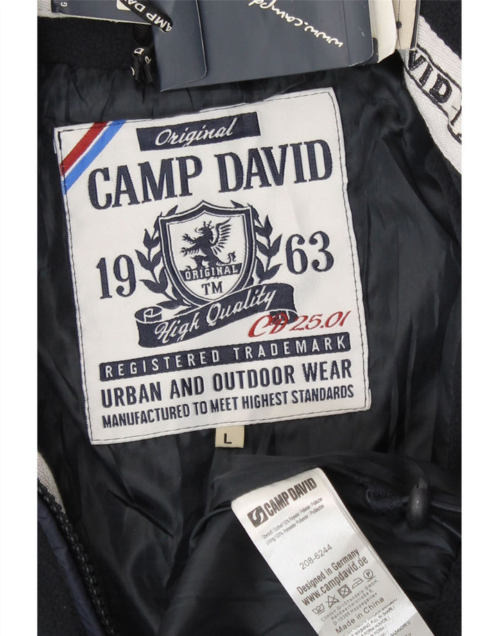 Camp David Mens Graphic Bomber Jacket UK 40 Large Navy Blue Colourblock
