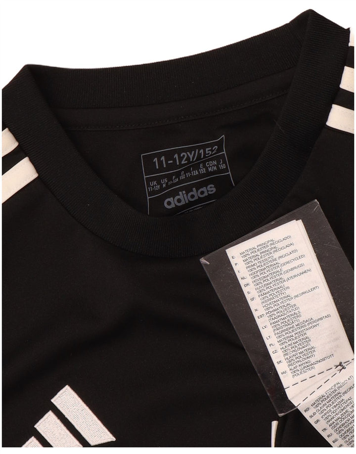 ADIDAS Boys Aeroready T-Shirt Top 11-12 Years Black Polyester