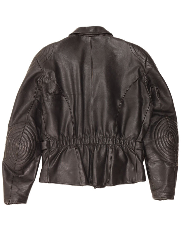 VINTAGE Γυναικείο Δερμάτινο Μπουφάν Biker UK 18 XL Μαύρο Δερμάτινο