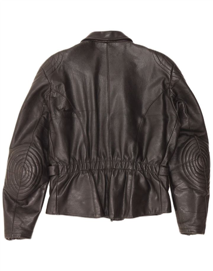 VINTAGE Γυναικείο Δερμάτινο Μπουφάν Biker UK 18 XL Μαύρο Δερμάτινο