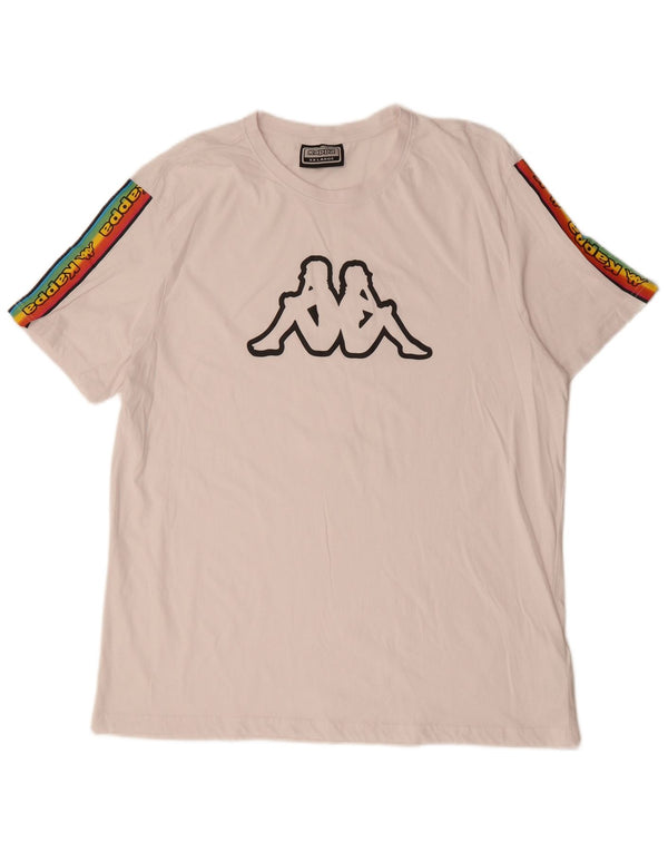 Ανδρικό γραφικό T-Shirt KAPPA Top 2XL White Colourblock Βαμβακερό