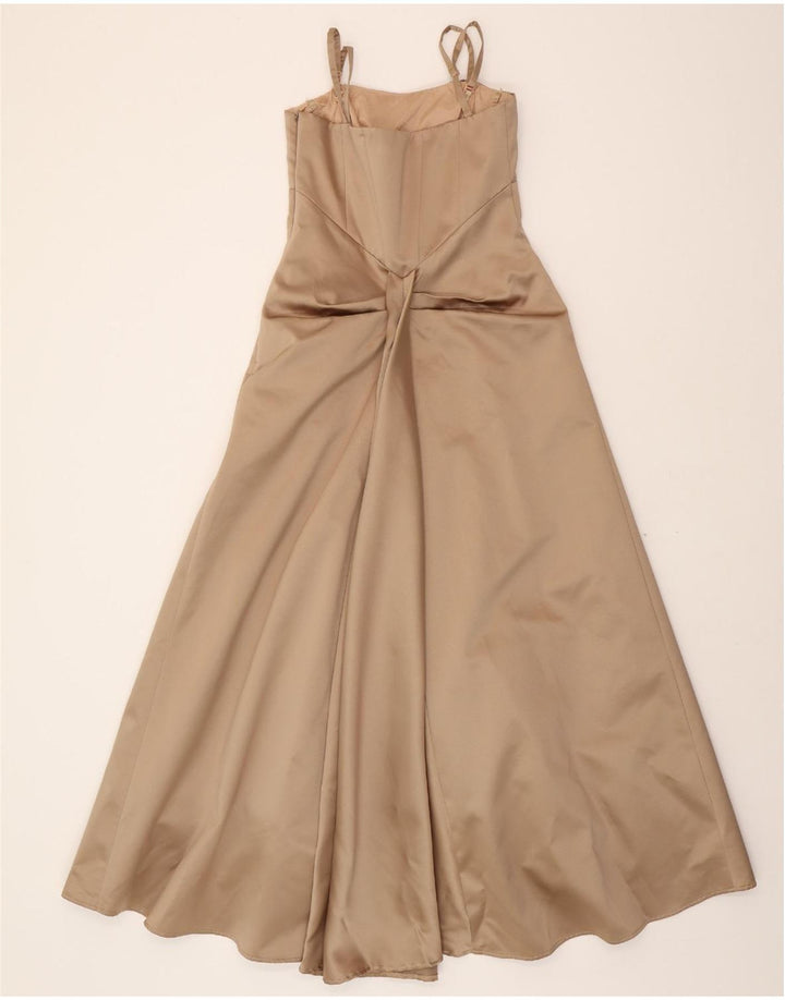DEBUT Womens Sleeveless Maxi Dress UK 8 Small Brown Polyester Vintage Debut and Second-Hand Debut from Messina Hembry 